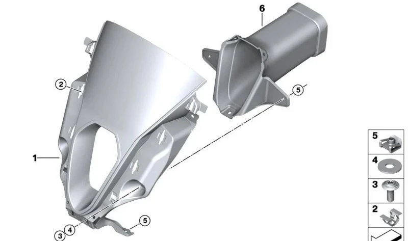 Conducto de aire delantero OEM 46637915212 para motos BMW M 1000 RR (K66). Original BMW Motorrad.