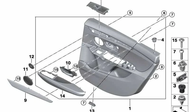 Moldura de puerta derecha OEM 51417317506 para BMW 2' F45, F46, F45 LCI, F46 LCI. Color OXIDSILBER. Original BMW.