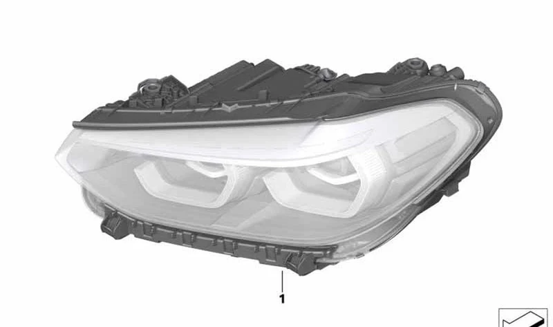 Faro LED AHL luces largas izquierdo OEM 63117466119 para BMW X3 G01, X3 M F97, X4 G02, X4 M F98. Original BMW.