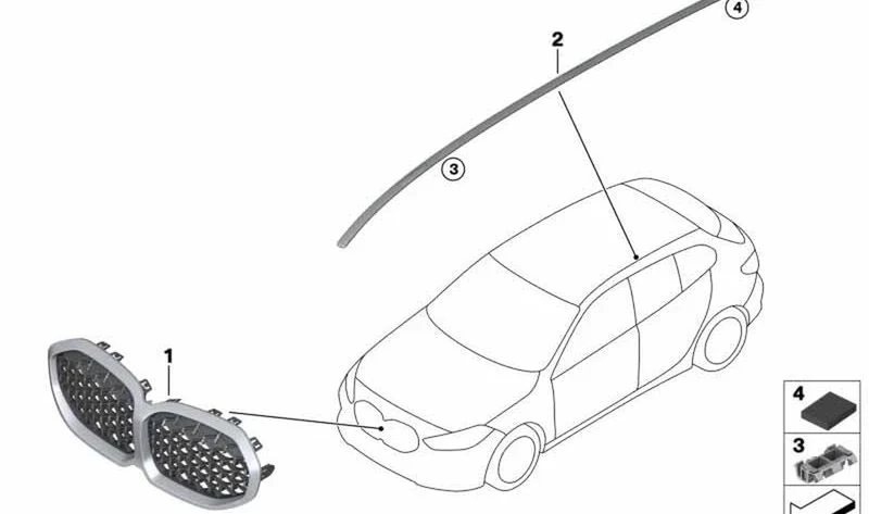 Listón de adorno para techo derecho OEM 51137461830 para BMW Serie 1 F40, F70. Original BMW.