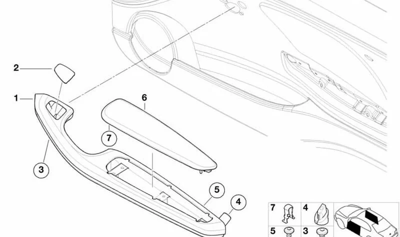 Apoyabrazos delantero derecho pintura reticulada Hellbeige OEM 51417049670 para BMW Serie 3 E46 316Ci, 318i, 320i, 325i... y más. Original BMW.
