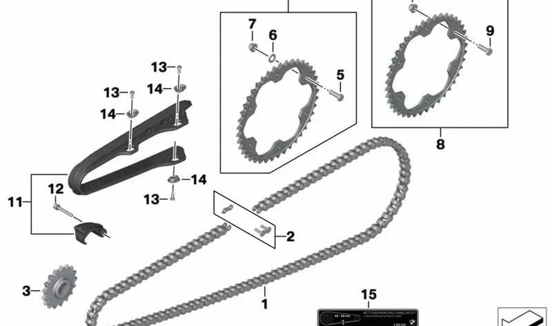Guía deslizamiento de cadena OEM 27727712277 para BMW F 700 GS, F 650 GS, F 800 GS, F 800 GS Adventure. Original BMW Motorrad.