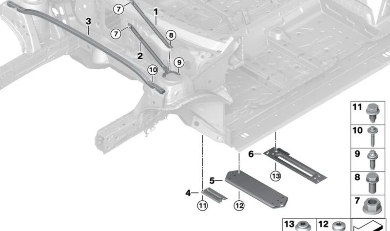 Barra de refuerzo derecha OEM 51617327754 para MINI Clubman F54, Countryman F60, BMW 1' F40, 2' F44 Gran Coupé... y más. Original MINI.