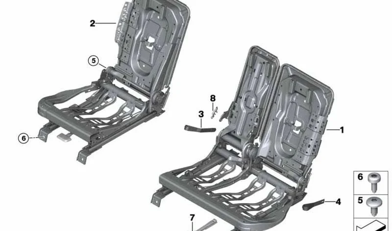 Bastidor de asiento izquierdo OEM 52207491807 para MINI Countryman F60, F60 LCI. Original MINI.