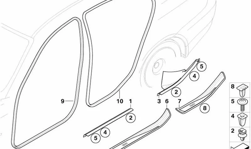 Embellecedor de entrada delantero izquierdo OEM 51477172289 para BMW Serie 5 E60 LCI, E61 LCI. Original BMW.