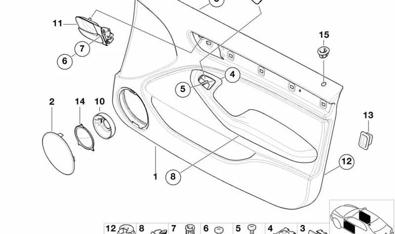 Adorno para revestimiento de puerta delantera color hellbeige OEM 51418224401 para BMW Serie 3 E46 (316i, 318i, 320i, 323i, 325i, 328i, 330i). Original BMW.