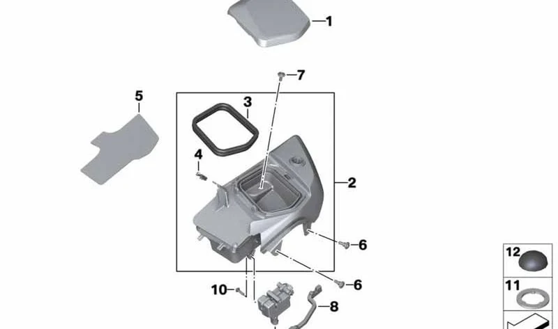 Tapa de sellado izquierda OEM 46638544949 para motos BMW R1200RT, R1250RT. Original BMW Motorrad.