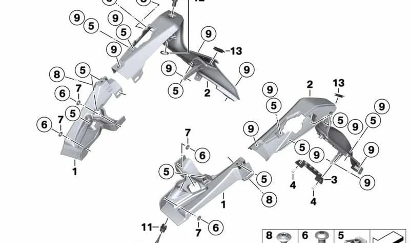 Revestimiento interior trasero izquierdo OEM 46638557415 para BMW Motorrad K 1600 GT, K 1600 GTL, K 1600 Bagger. Original BMW Motorrad.
