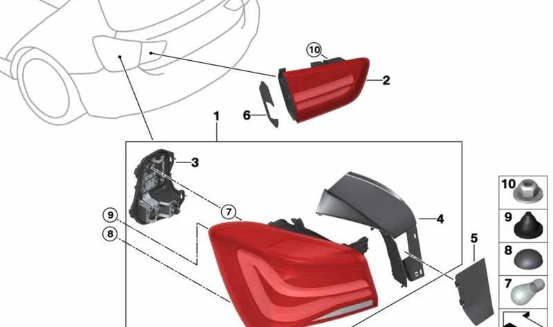 Luz trasera derecha OEM 63217456502 para BMW F20 LCI, F21 LCI. Original BMW.