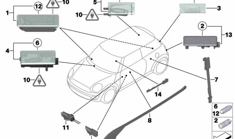 Módulo LED manecilla de la puerta OEM 51439229026 para MINI R56, R55, R57, R58, R59, R60, R61... y más. Original MINI.