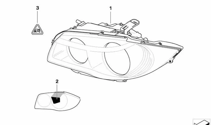 Bifaro bi-xenón derecho OEM 63117159302 para BMW Serie 1 E87 (02/2003 - 02/2007). Original BMW.