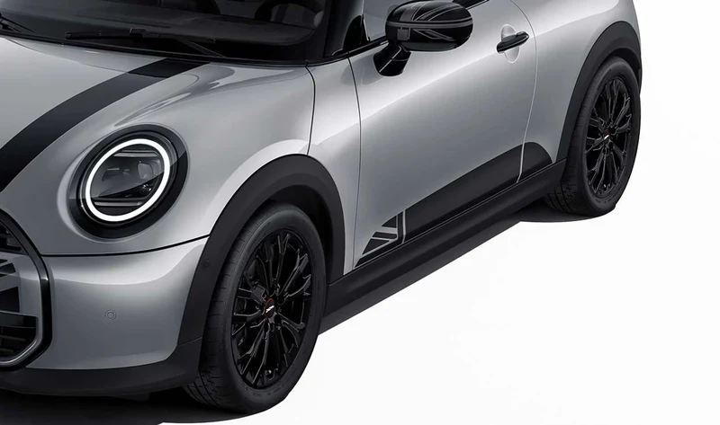 Láminas adhesivas Heritage panel lateral negro OEM 51145B4C7C0 para MINI F66, Cabrio F67. Original MINI.