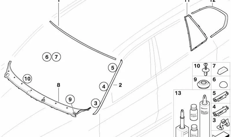 Listón cristal lateral trasero izquierdo OEM 51377207845 para BMW X5 E70, E70 LCI. Original BMW.