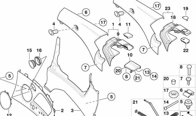 Visera de altavoz izquierda OEM 51438252565 color Hellbeige para BMW Serie 3 E46 (11/1998 - 08/2006). Original BMW.