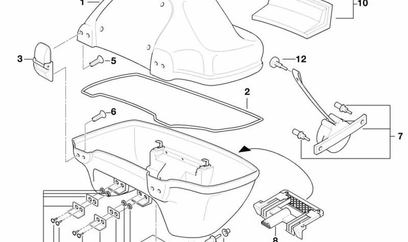 Tapa para top-case negro OEM 46542317069 para motos BMW R1100RT, R1150RT, R850RT... y más. Original BMW Motorrad.