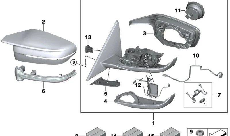 Tapa retrovisor exterior derecha imprimada OEM 51168492898 para BMW G20, G21, G22, G23, G26, i4... y más. Original BMW.