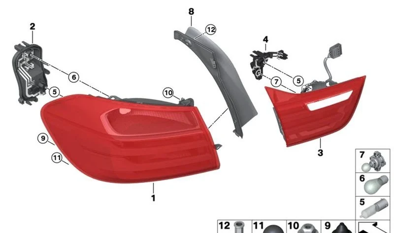 Luz trasera derecha OEM 63217296098 para BMW 4' F32, F82 M4, F33, F83 M4, F36 Gran Coupé... y más. Original BMW.