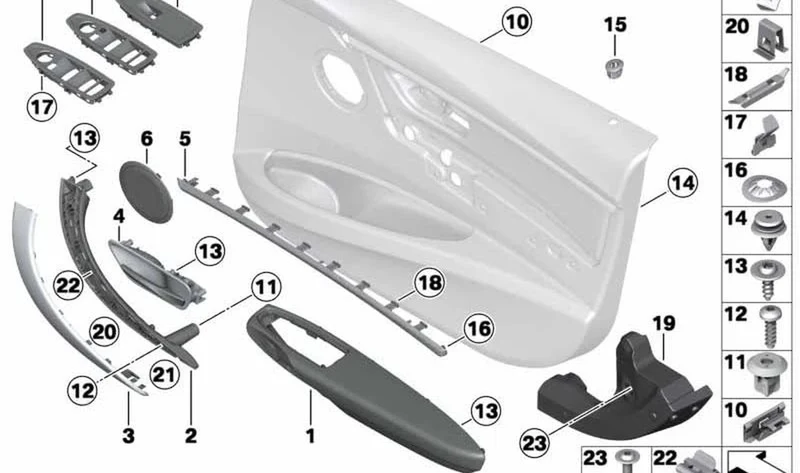 Reposabrazos delantero derecho OEM 51417279296 para BMW Serie 3 F30, F30 LCI, F31, F31 LCI. Original BMW.