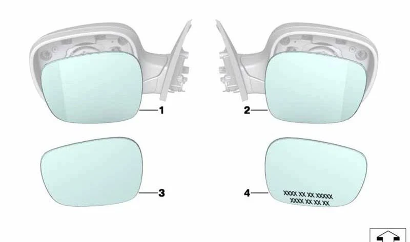 Cristal espejo gran angular izquierdo OEM 51163455595 para BMW X3 E83 LCI (02/2006 - 08/2010). Original BMW.