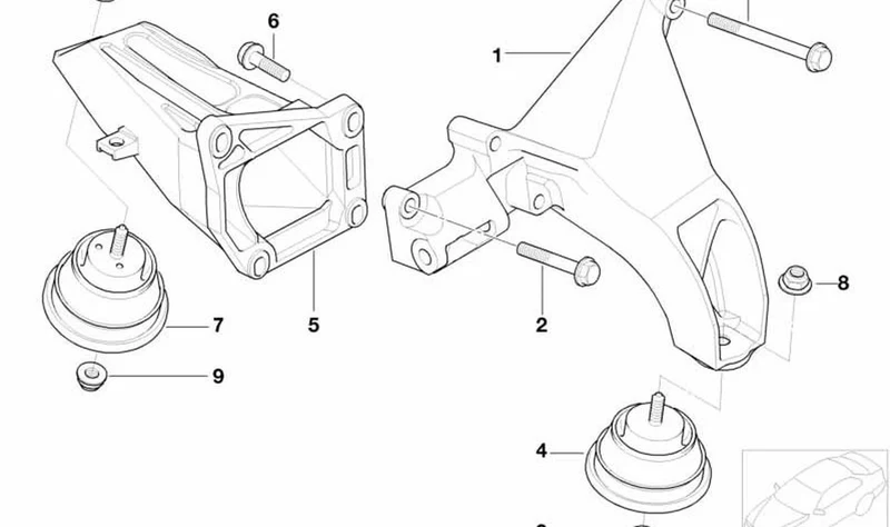 Soporte del motor izquierdo OEM 22116785583 para BMW Serie 3 E46, Z4 E85. Original BMW.