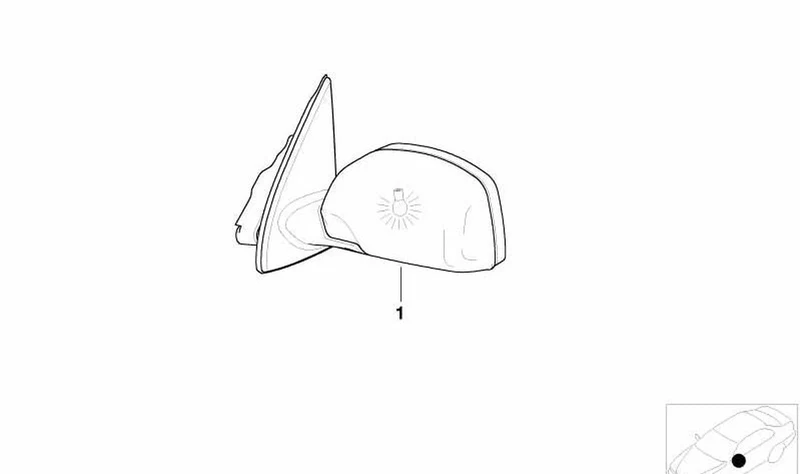 Espejo exterior derecho sin vidrio calentable OEM 51167039922 para BMW X5 E53 (07/1999-09/2006), color negro brillante. Original BMW.