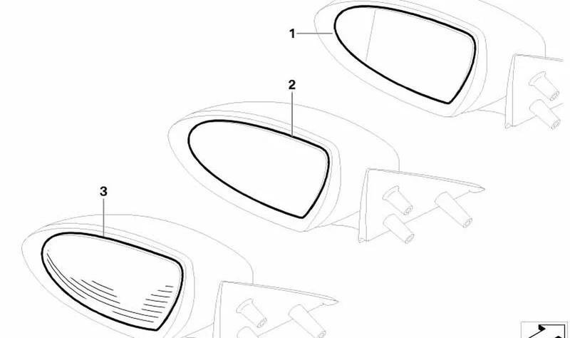 Cristal espejo calefactable gran angular izquierdo OEM 51167897547 para BMW E60, E61, E63, E64. Original BMW.