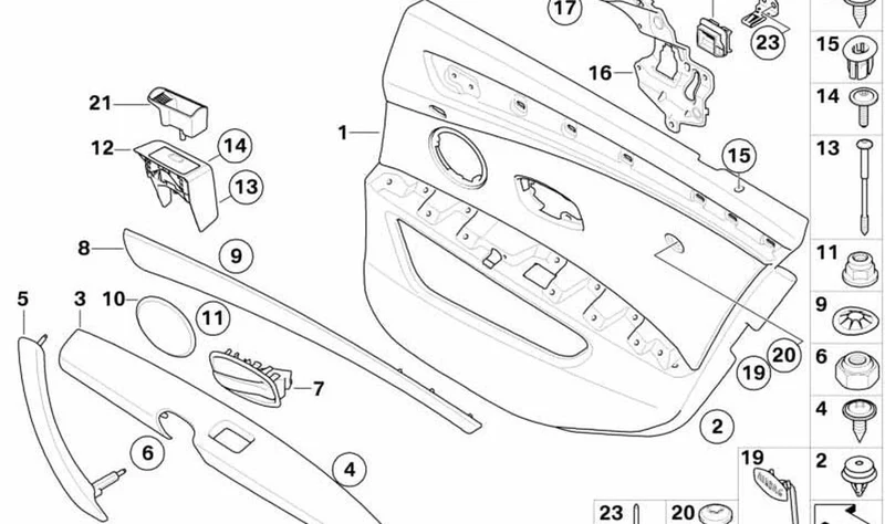 Moldura embellecedora aluminio puerta trasera izquierda OEM 51426984679 para BMW Serie 5 E60, E61 LCI. Original BMW.