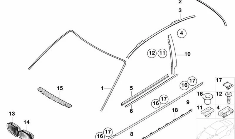 Cristal ventanilla delantero izquierdo OEM 51338250401 para BMW E46 316i, 316ti, 318i... y más. Original BMW.