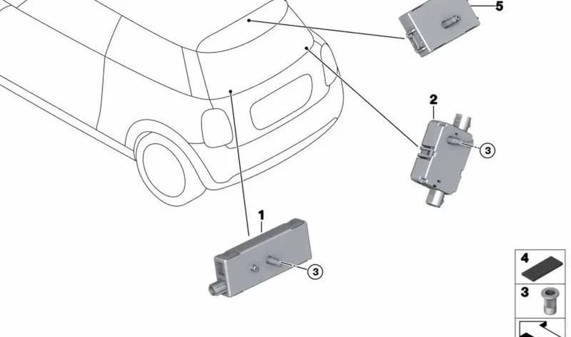 Amplificador de antena AM/FM OEM 65209270035 para MINI F56, F55, F57, Countryman F60... y más. Original MINI.