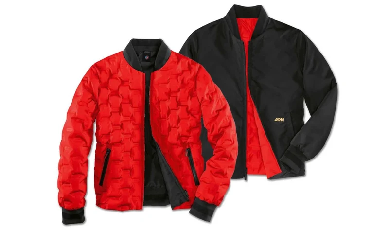 Chaqueta reversible BMW M bicolor rojo/negro talla XS para hombre OEM 80142466251. Válido para BMW. Original BMW.