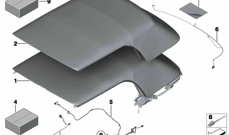 Revestimiento de capota color DUNKELBRAUN OEM 54342758301 para MINI Cabrio R57, R57 LCI. Original MINI.