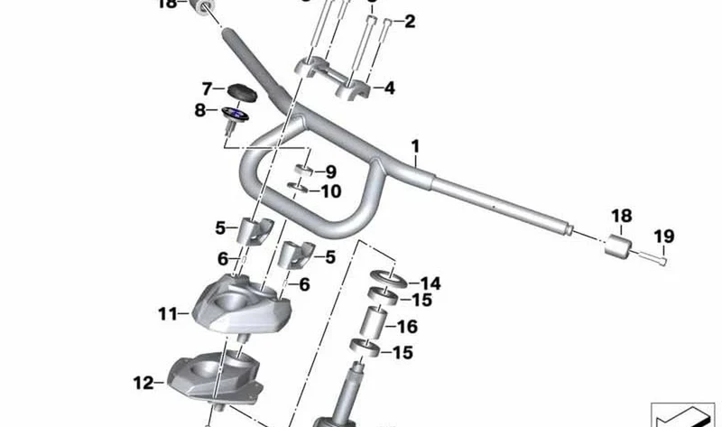 Amortiguador de vibraciones manillar OEM 32717717088 para motos BMW K1600 GT, K1600 GTL, K1600 Bagger. Original BMW Motorrad.