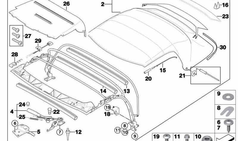 Cierre de capota derecha OEM 54318411128 para BMW Z3 E36. Original BMW.
