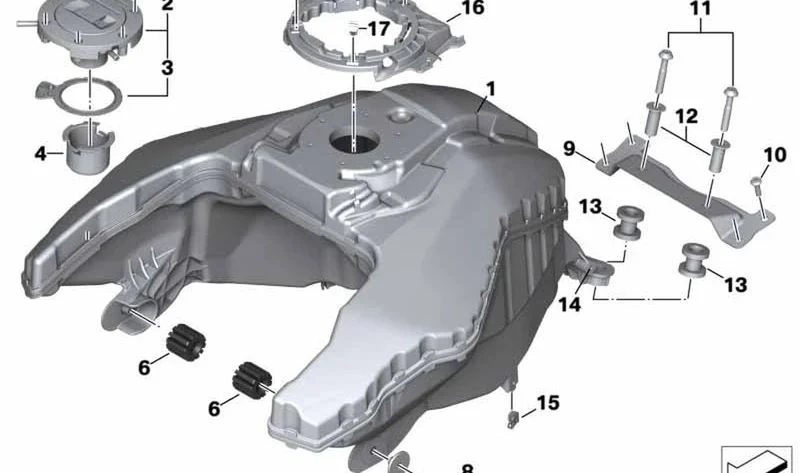 Soporte de sujeción del depósito OEM 16118403991 para motos BMW F 900 R, F 900 XR... y más. Original BMW Motorrad.