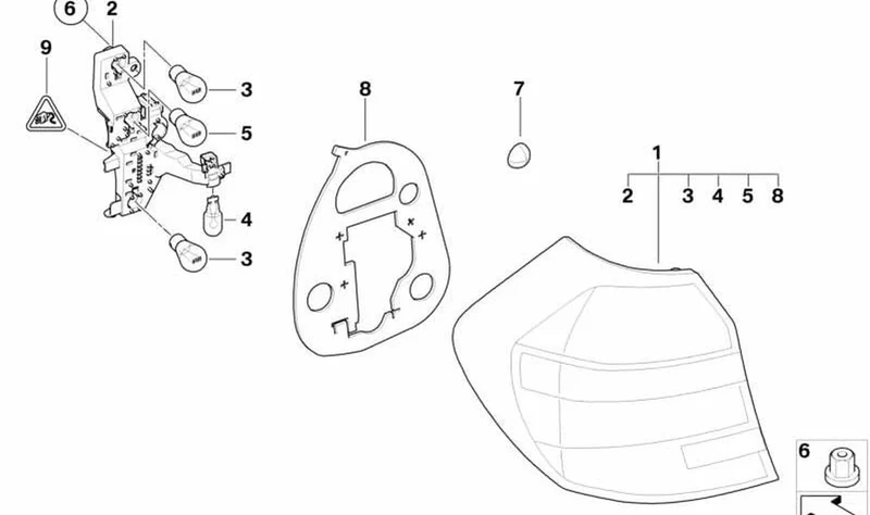 Luz trasera izquierda LED OEM 63217181297 para BMW Serie 1 E81, E87 LCI. Original BMW.
