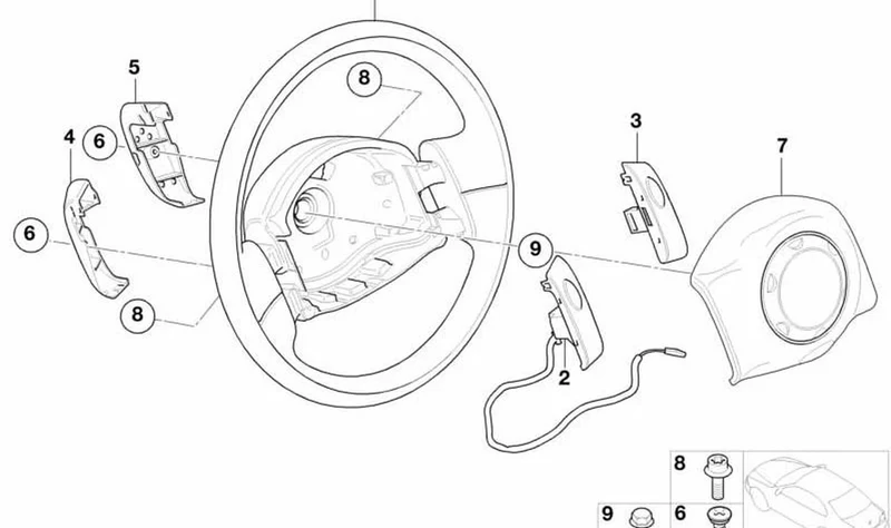 Interruptor de bocina izquierdo OEM 61316800904 para MINI R50, R53, Cabrio R52. Original MINI.