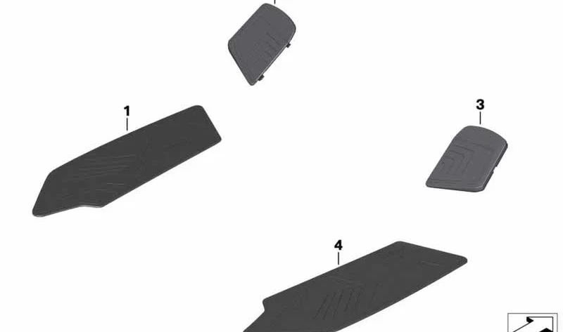 Cubierta peldaño delantero derecho OEM 46638566798 para motos BMW C 400 X (K09) 2018-2025. Original BMW Motorrad.