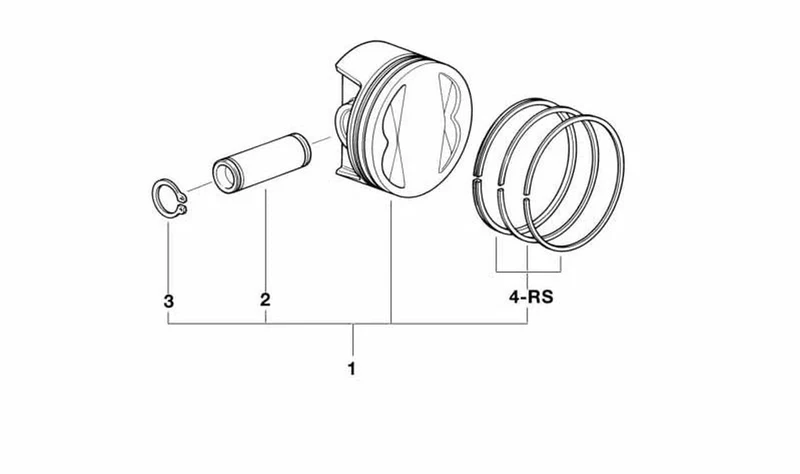 Pistón derecho OEM 11257703076 para motos BMW R 1200 S, HP2 Sport. Original BMW Motorrad.