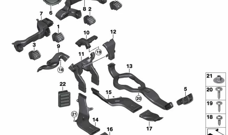 Rejilla de aire exterior centro derecha OEM 64229305682 para MINI Clubman F54, F54 LCI. Original MINI.