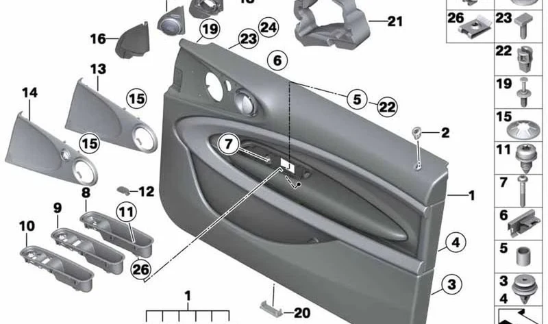 Cacha de la manija derecha OEM 51419811072 para MINI Paceman R61 (03/2012 - 09/2016). Original MINI.