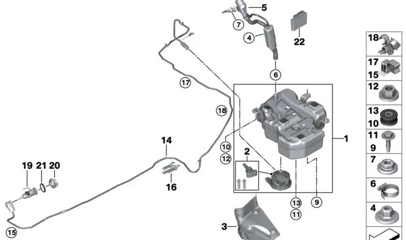 Cable de dosificación OEM 16197441553 para MINI Clubman F54, F54 LCI. Original MINI.