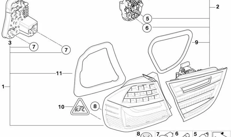 Luz trasera derecha OEM 63217289426 para BMW E90, E91. Original BMW.