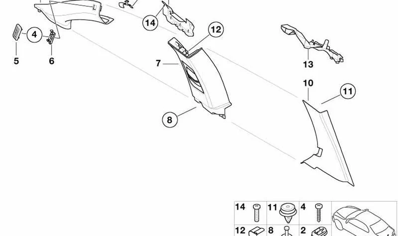 Paramento columna C derecha OEM 51437007816 para BMW Serie 3 E46 (03/2000 - 12/2004), color anthrazit. Original BMW.