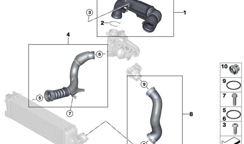 Tubo de aire puro con resonador OEM 13715A7DC79 para MINI Clubman F54 LCI, Countryman F60, Countryman F60 LCI... y más. Original MINI.