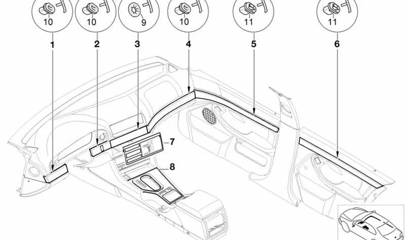 Moldura adorno puerta trasera izquierda OEM 51428196589 para BMW Serie 5 E39. Original BMW.