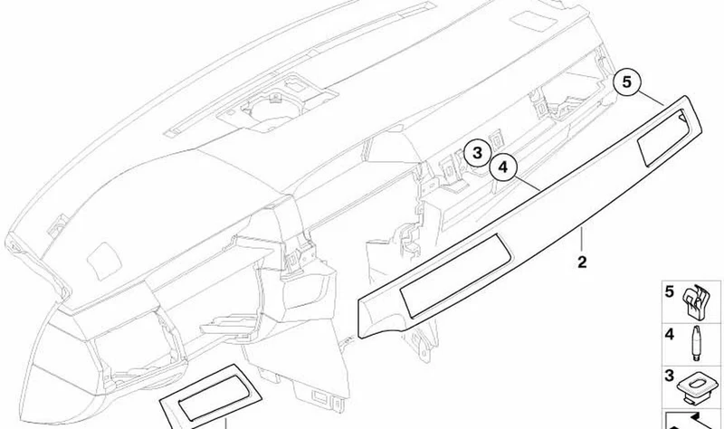 Listón de madera veta de álamo izquierdo para panel interior OEM 51456951043 para BMW Serie 5 E60, E61. Original BMW.