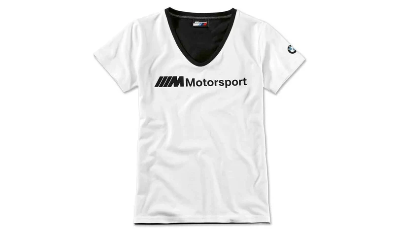 Camiseta M Motorsport mujer talla S blanco y negro OEM 80142461072 para BMW. Original BMW.
