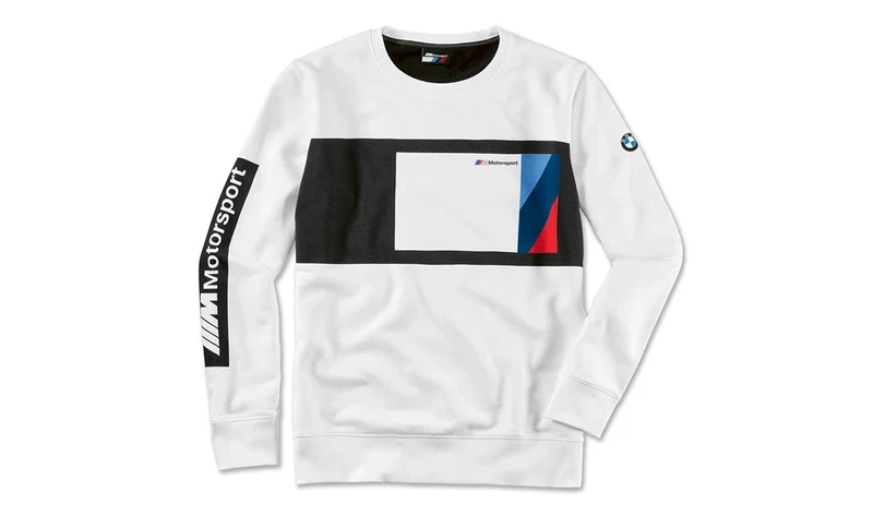 Sudadera M Motorsport blanca y negra talla M OEM 80142461112 para BMW. Original BMW.