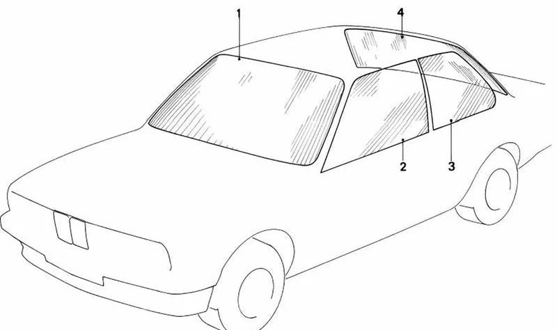 Cristal lateral transparente derecho OEM 51361904842 para BMW Serie 3 E30 316, 316i... y más. Original BMW.