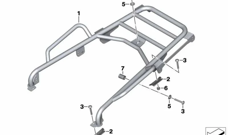 Puente portaequipajes OEM 46547695798 para motos BMW R 1200 GS, R 1200 GS Adventure K25. Original BMW Motorrad.